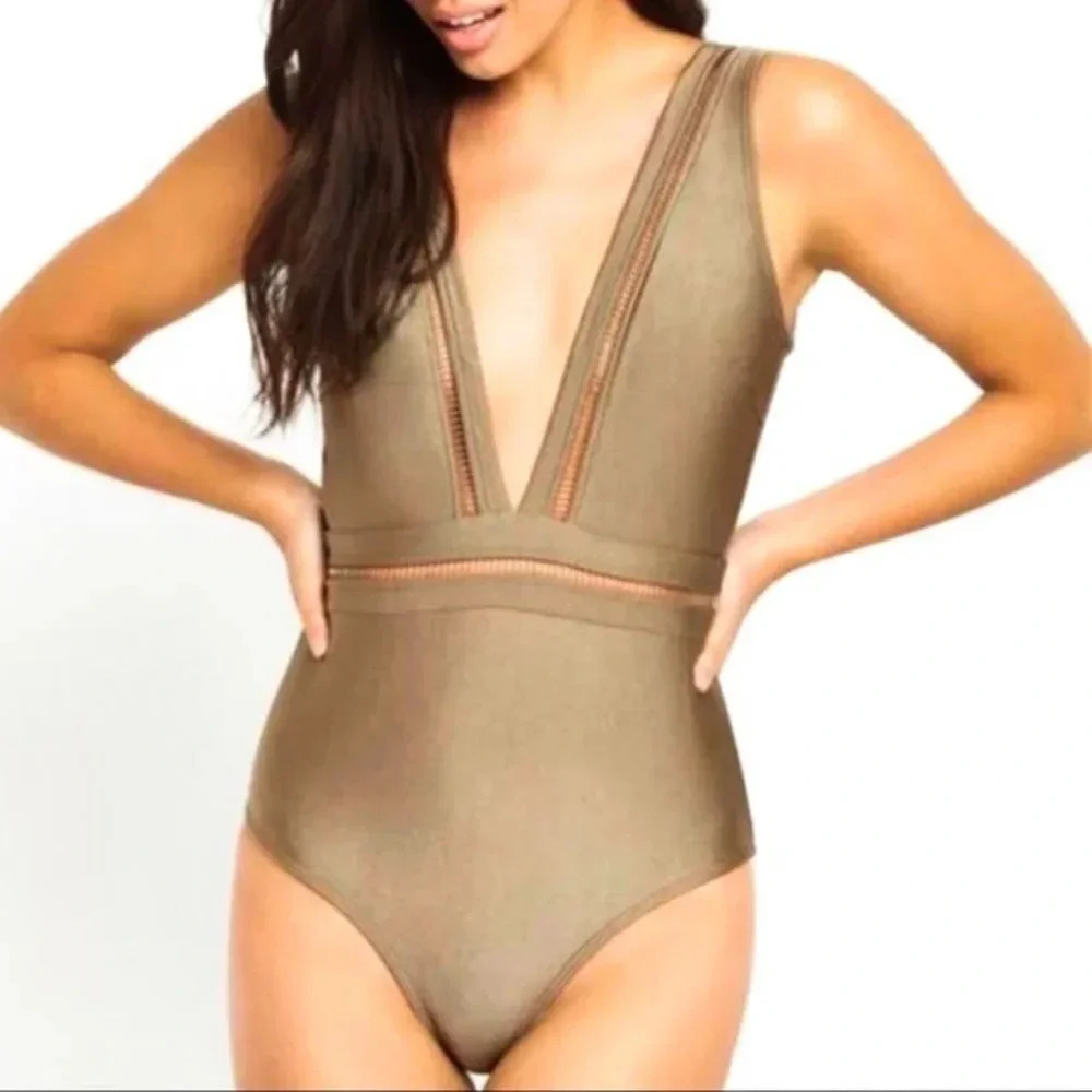 NWT Ted Baker Khaki Starza One Piece Swimsuit